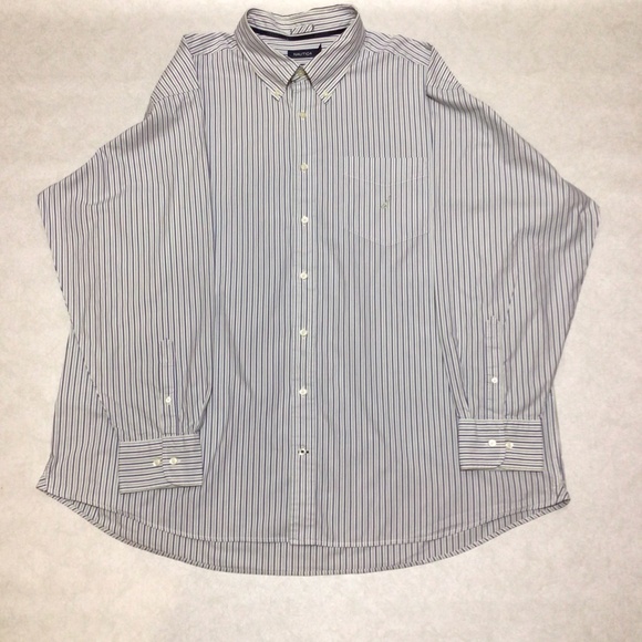 Nautica Oxford Stripe Long Sleeve Button Down Shirt, Size 3X. - Picture 1 of 10